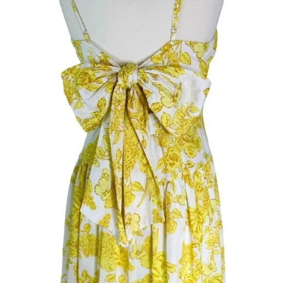Eliza J Floral Print Cotton Bow Detail Sundress in Yellow Size 14 NWT - Picture 8 of 15